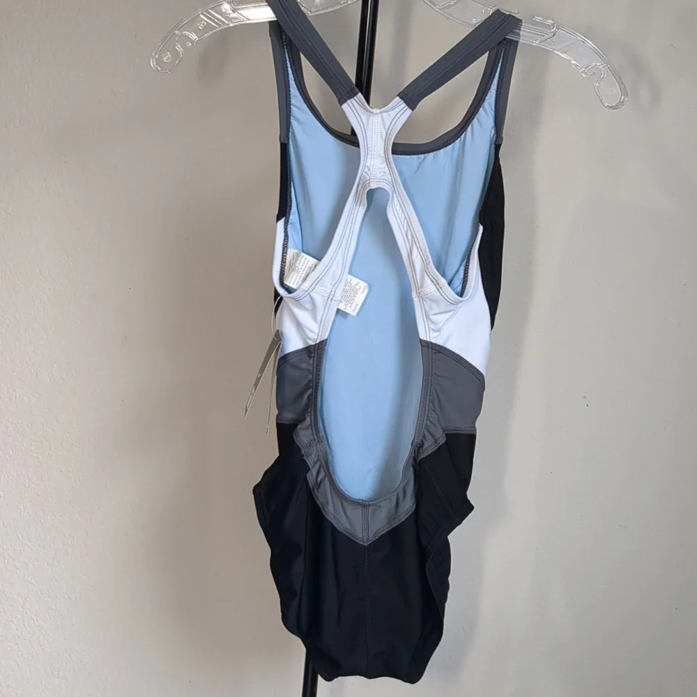 Nike Victory Color Block Power Back Tank Swimsuit Sz 6 Nike NX Fabric
